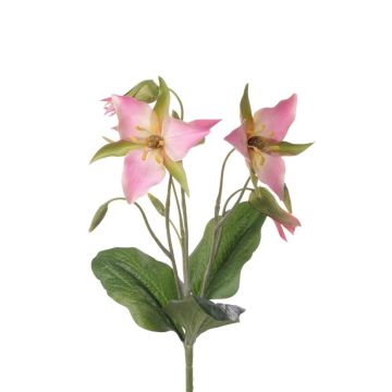 Artificial Trillium flower MADIE on spike, pink, 16"/40cm, Ø 3.9"-4.7"/10-12cm