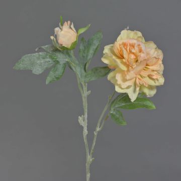 Silk peony MALINE, snow, salmon, 24"/60cm, Ø 4.7"/12cm