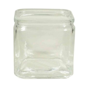 Tealight holder SEAN, cube/square, clear, 3"x3"x3"/7,5x7,5x7,5cm