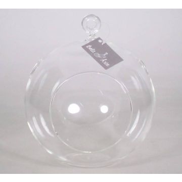 Tealight holder JANIE for hanging or placing, globe/round, clear, 3.1"/8cm, Ø4"/10,5cm