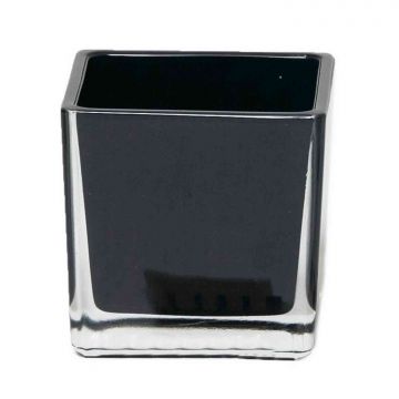 Flower pot KIM OCEAN, cube/square, black, 4.7"x4.7"x4.7"/12x12x12cm