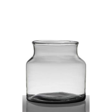 Lantern glass QUINN EARTH, recycled, clear-green, 9"/22,5cm, Ø7"/18cm