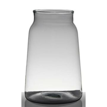 Lantern glass QUINN EARTH, recycled, clear-green, 14"/35cm, Ø9"/24cm