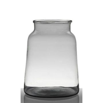Lantern glass QUINN EARTH, recycled, clear-green, 12"/30cm, Ø9"/23cm