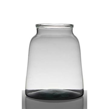 Lantern glass QUINN EARTH, recycled, clear-green, 9"/23cm, Ø7.5"/19cm