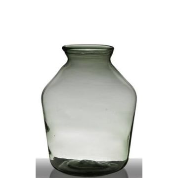 Glass vase QUINN EARTH, recycled, clear-green, 15"/37,5cm, Ø11"/29cm