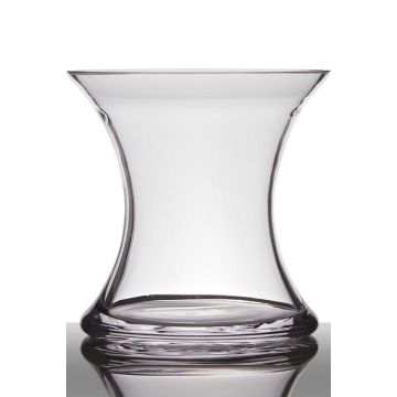 Flower vase of glass LIZ, hourglass, clear, 6"/15cm, Ø6"/15cm