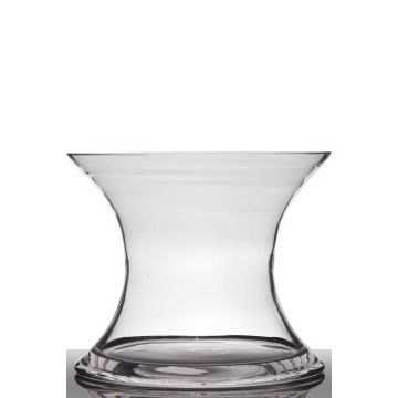 Flower vase of glass LIZ, hourglass, clear, 9"/24cm, Ø11"/29cm