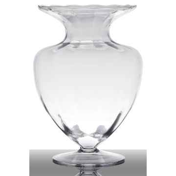Floor vase of glass KENDRA on pedestal, conical/round, clear, 13"/33cm, Ø23,5cm