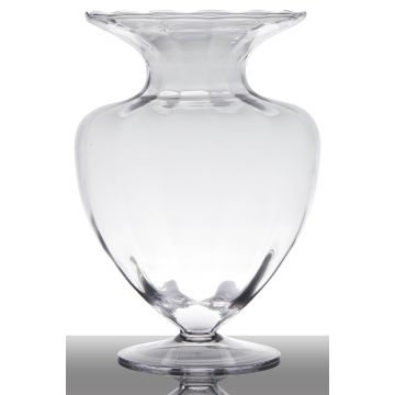 Floor vase of glass KENDRA on pedestal, conical/round, clear, 17"/42cm, Ø13"/32cm