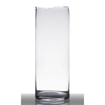 Floor vase of glass BROOKE with broken edge, cylinder/round, clear, 19"/47cm, Ø7"/18cm