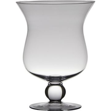 Flower vase of glass TIFFANY on pedestal, hourglass, clear, 9"/24cm, Ø7"/18cm