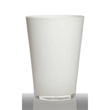 Floor vase of glass ANNA EARTH, conical/round, white, 12"/30cm, Ø9"/22cm