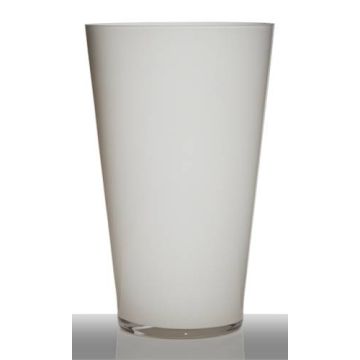 Floor vase of glass ANNA EARTH, conical/round, white, 16"/40cm, Ø10"/25cm