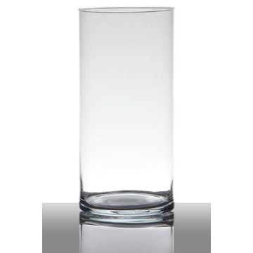 Flower vase of glass SANYA EARTH, cylinder/round, clear, 10"/25cm, Ø4.7"/12cm