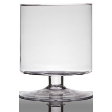 Flower pot of glass LILIAN on pedestal, cylinder/round, clear, 7"/19cm, Ø5.5"/14cm