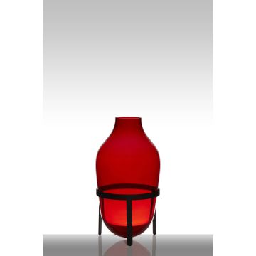 Floor vase of glass CAMILO on pedestal, conical/round, red, 15"/39cm, Ø7"/19cm