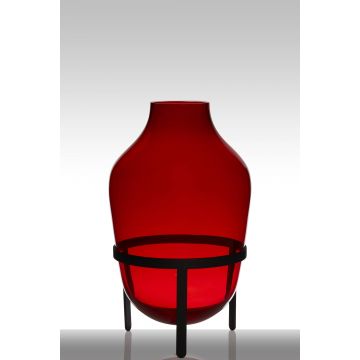 Floor vase of glass CAMILO on pedestal, conical/round, red, 20"/50cm, Ø11"/29cm