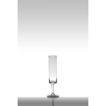Floor vase of glass ODELIA on pedestal, cylinder/round, clear, 12"/31cm, Ø3.7"/9,5cm