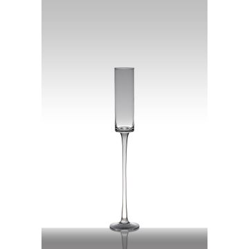 Floor vase of glass ODELIA on pedestal, cylinder/round, clear, 20"/51cm, Ø3.7"/9,5cm