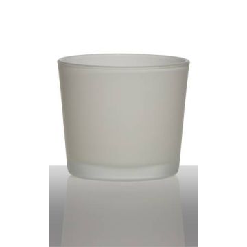 Candle glass ALENA FROST, cylinder/round, white matt, 3.5"/9cm, Ø4"/10cm