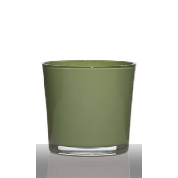 Flower pot ALENA, cylinder/round, grass green, 6"/16cm, Ø7"/17cm