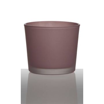 Candle glass ALENA FROST, cylinder/round, dusky pink matt, 3.5"/9cm, Ø4"/10cm