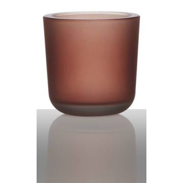 Tealight holder NICK, cylinder/round, orange matt, 3"/7,5cm, Ø3"/7,5cm