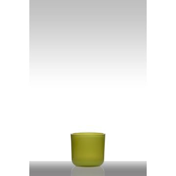 Candle glass NICK, cylinder/round, light green, 5.1"/13cm, Ø5.5"/14cm