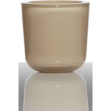 Tealight holder NICK, cylinder/round, beige, 3"/7,5cm, Ø3"/7,5cm
