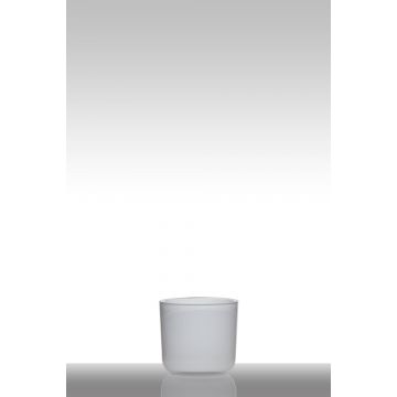 Candle glass NICK, cylinder/round, white, 5.1"/13cm, Ø5.5"/14cm
