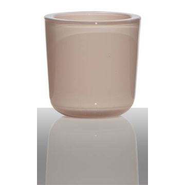 Tealight holder NICK, cylinder/round, light pink, 3"/7,5cm, Ø3"/7,5cm