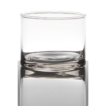 Candle glass SANYA EARTH, cylinder/round, clear, 2.8"/7cm, Ø3.5"/9cm