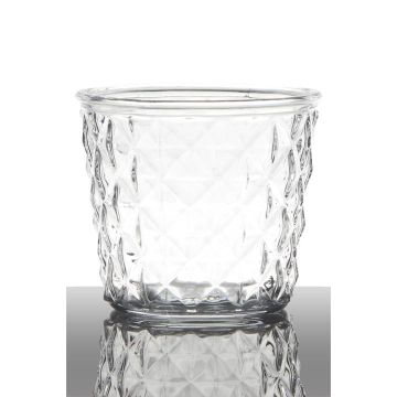 Candle glass IRYNA, cylinder/round, clear, 4.7"/12cm, Ø5.1"/13cm