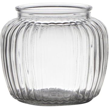 Candle glass NOLAN, ball/round, clear, 5.1"/13cm, Ø6"/15cm