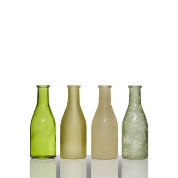 Set of 4 bottles ANYA, cylinder/round, green-yellow, 10"x2.4"x7"/26,5x6x18cm