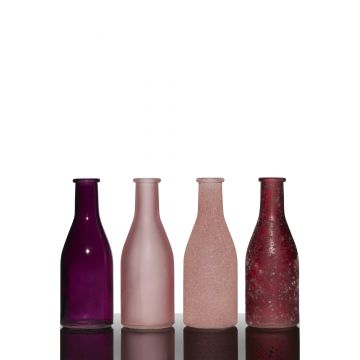 Set of 4 bottles ANYA, cylinder/round, light pink-pink, 10"x2.4"x7"/26,5x6x18cm