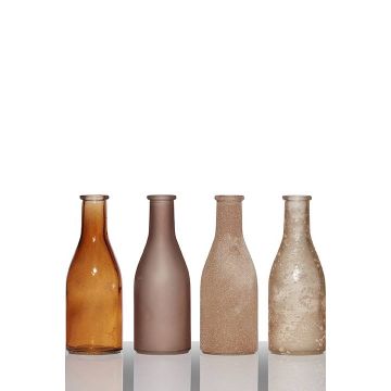 Set of 4 bottles ANYA, cylinder/round, orange-brown, 10"x2.4"x7"/26,5x6x18cm