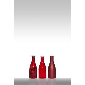 Set of 3 bottles ANYA, cone/round, red, 8"x2.6"x7"/20x6,5x18,5cm