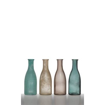Set of 4 bottles ANYA, cone/round, blue, 10"x2.4"x7"/26,5x6x18cm