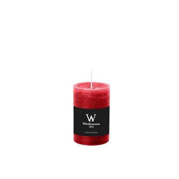 Pillar candle / Wax candle AURORA, ruby red, 3.5"/9cm, Ø2.3"/5,8cm, 30h - Made in Germany
