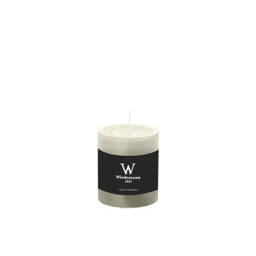 Pillar candle / Wax candle AURORA, white, 3.1"/8cm, Ø2.7"/6,8cm, 34h - Made in Germany