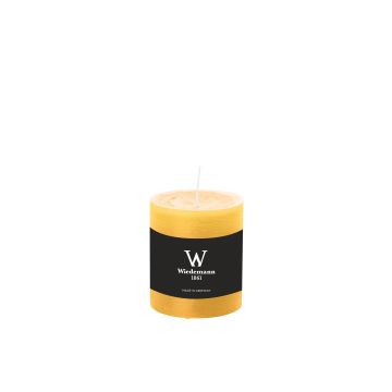 Pillar candle / Wax candle AURORA, yellow, 3.1"/8cm, Ø2.7"/6,8cm, 34h - Made in Germany