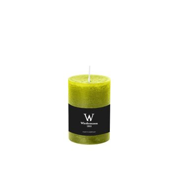 Pillar candle / Wax candle AURORA, apple green, 4"/10cm, Ø2.7"/6,8cm, 42h - Made in Germany
