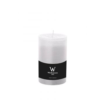 Pillar candle / Wax candle AURORA, white, 5.1"/13cm, Ø7,8cm, 63h - Made in Germany
