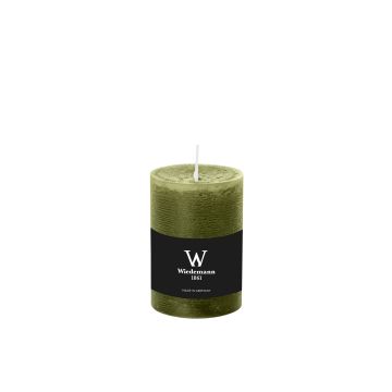Pillar candle / Wax candle AURORA, olive green, 5.1"/13cm, Ø7,8cm, 63h - Made in Germany