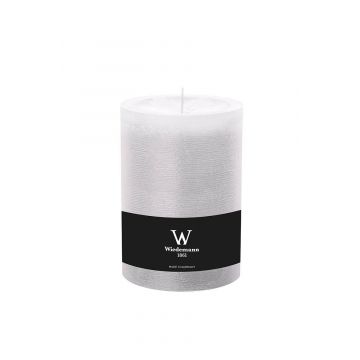 Pillar candle / Wax candle AURORA, white, 5.5"/14cm, Ø 3.9"/9,8cm, 100h - Made in Germany