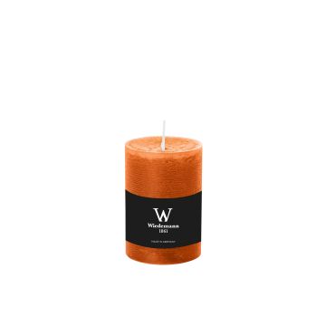 Pillar candle / Wax candle AURORA, orange, 14cm, Ø9,8cm, 100h - Made in Germany