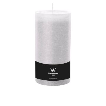 Pillar candle / Wax candle AURORA, white, 7.5"/19cm, Ø 3.9"/9,8cm, 155h - Made in Germany