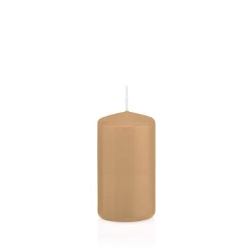 Votive candle / Pillar candle MAEVA, light brown, 4.7"/12cm, Ø2.4"/6cm, 40h - Made in Germany